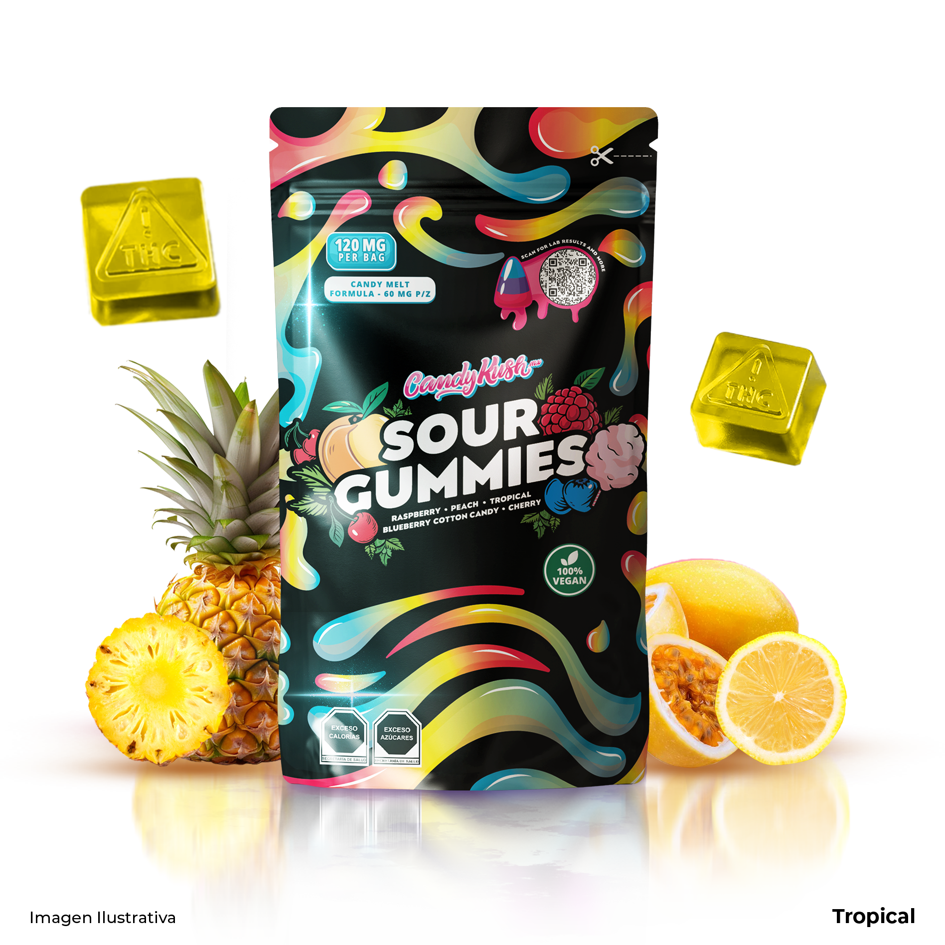 Sour Extreme Gummies CandyKush | Gomitas Ácidas 120mg