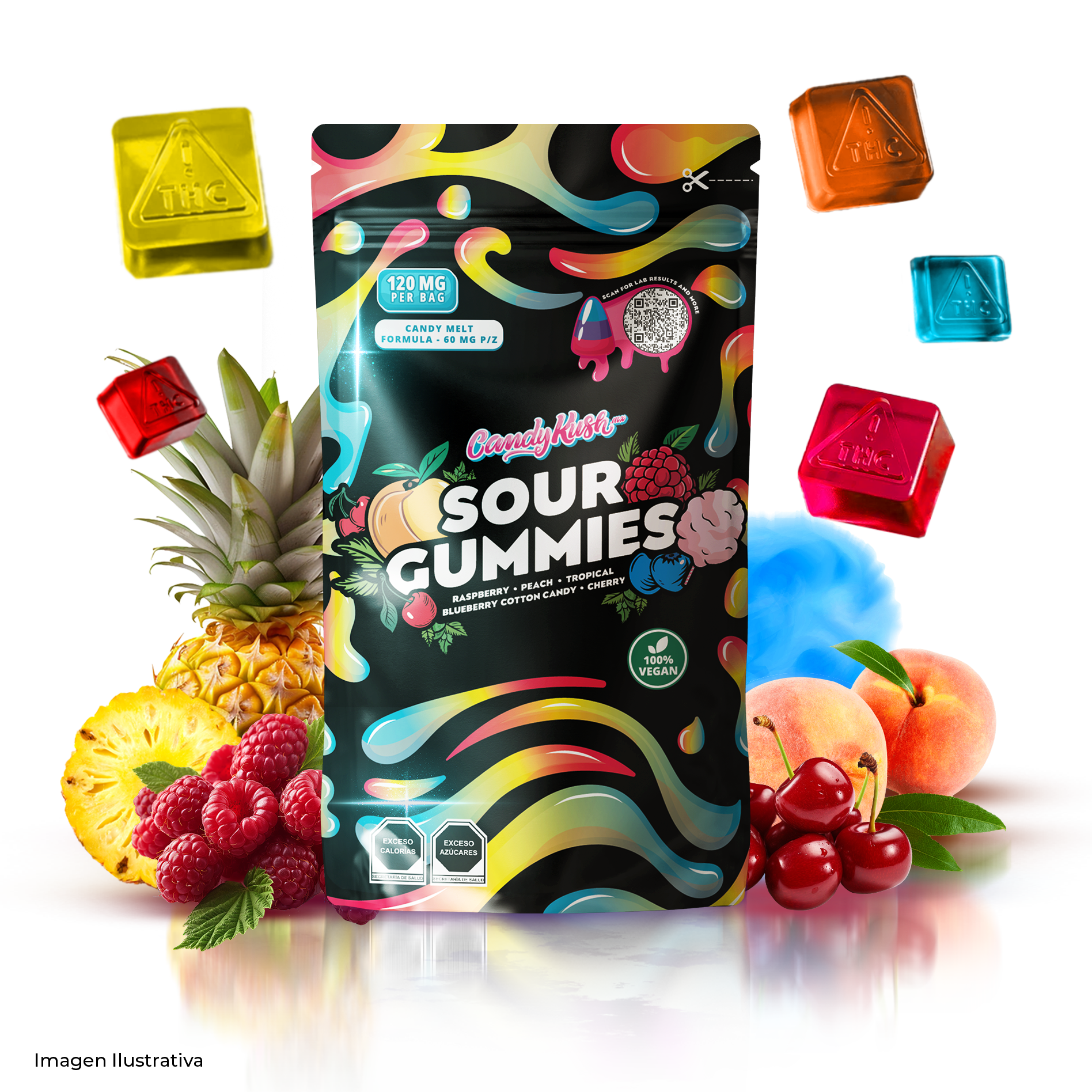 Sour Extreme Gummies CandyKush | Gomitas Ácidas 120mg